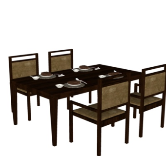 新中式餐桌椅su模型