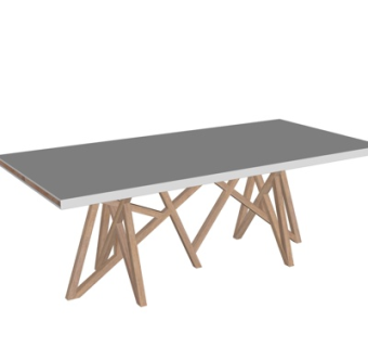 北欧原木书桌su模型