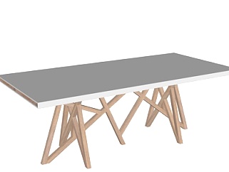 北欧原木书桌su模型