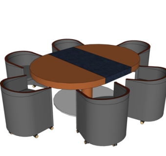 现代实木餐桌椅su模型