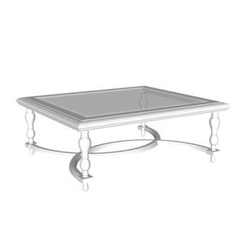 欧式玻璃茶几su模型