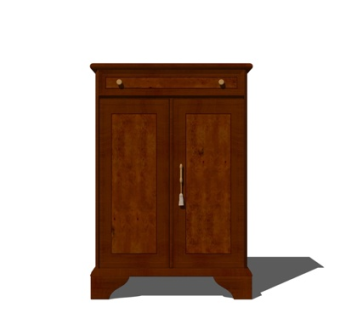 美式实木边柜su模型