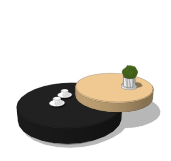 现代实木茶几摆件su模型