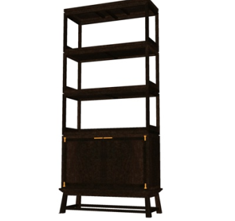 新中式实木装饰柜su模型