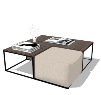 现代方形茶几su模型
