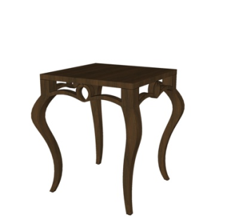 欧式实木边几su模型