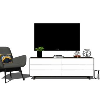 现代电视柜su模型