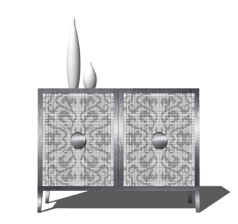 新中式边柜su模型