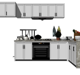 现代橱柜su模型