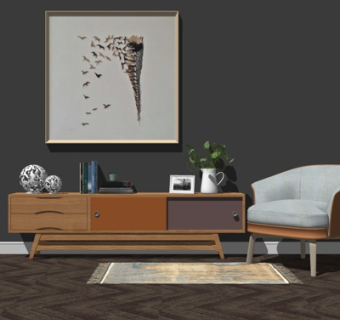 北欧电视柜su模型