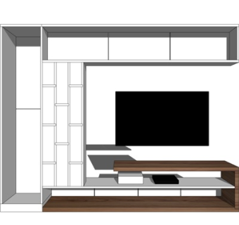 现代电视柜su模型