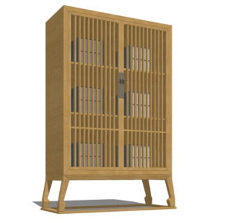 新中式书柜su模型