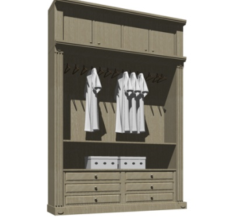 新中式衣柜su模型