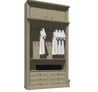 新中式衣柜su模型