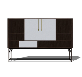 新中式边柜su模型