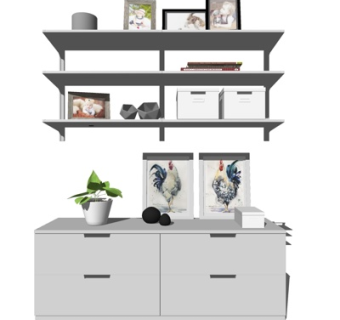 现代边柜su模型