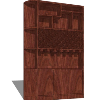 现代实木酒柜su模型