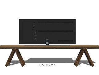 现代实木电视桌su模型