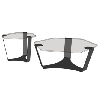 现代玻璃茶几su模型