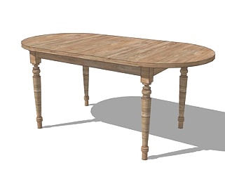 欧式实木餐桌su模型