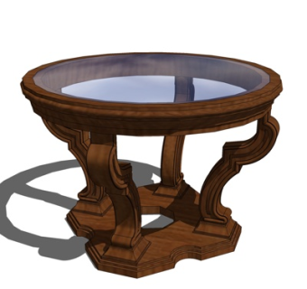 欧式玻璃圆几su模型
