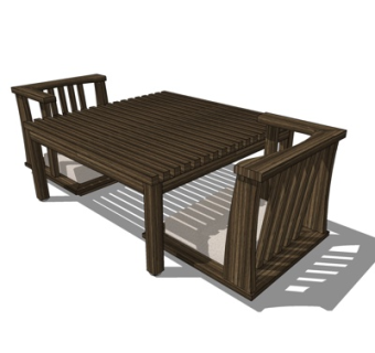 中式实木茶桌椅su模型