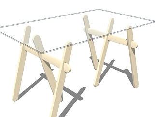 北欧<em>玻璃</em>餐桌su模型