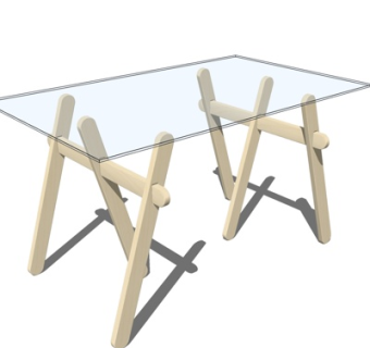 北欧玻璃餐桌su模型