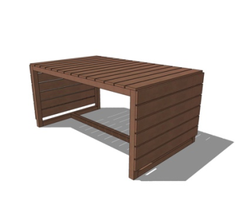 现代实木户外椅su模型