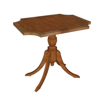 欧式实木边几su模型