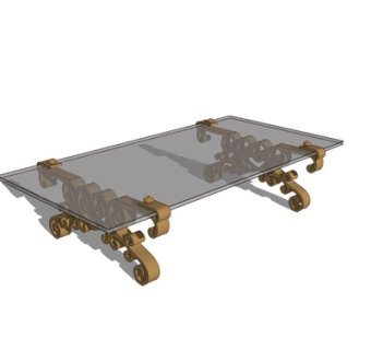 欧式玻璃茶几su模型