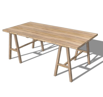 现代实木餐桌su模型