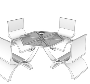 后现代玻璃休闲桌椅su模型