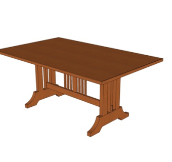 欧式实木餐桌su模型