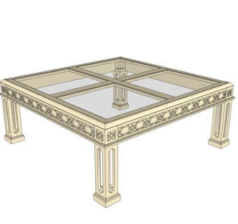 欧式古典玻璃茶几su模型