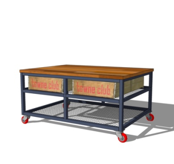 工业风实木茶几su模型