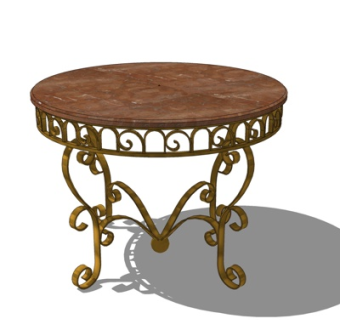 欧式实木圆几su模型