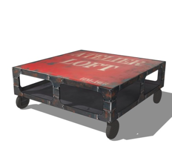 工业风实木茶几su模型