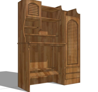 欧式实木衣柜su模型