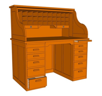 欧式实木书桌su模型