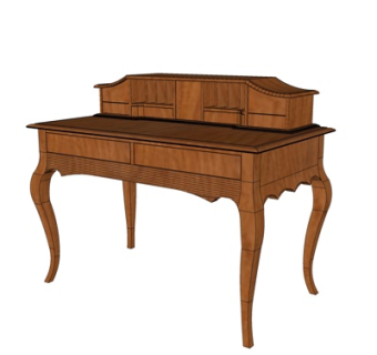 欧式实木书桌su模型