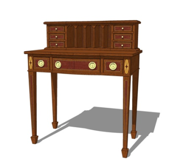 欧式实木书桌su模型
