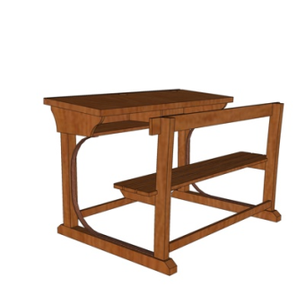 现代实木书桌su模型