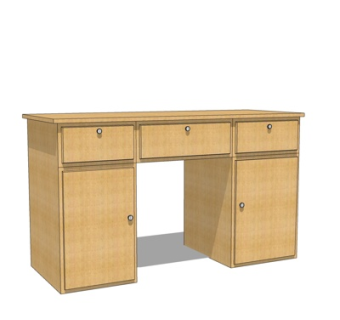 现代实木书桌su模型