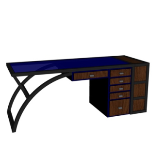 现代实木书桌su模型