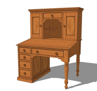 欧式实木书桌su模型