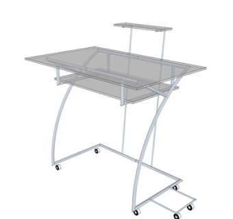 现代玻璃书桌su模型