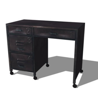 工业风实木书桌su模型