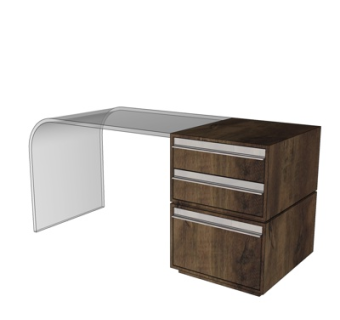 现代实木书桌su模型