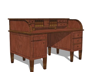 欧式实木书桌su模型